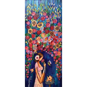 Shazly Khan, When You Know Your Duas Are Being Answered And Are Showered By His Blessings, 18 x 42 Inch, Acrylic on Canvas, Figurative Paintings, AC-SZK-088